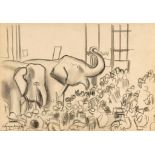 •†DAME LAURA KNIGHT, DBE, RA, RWS (1877-1970) CIRCUS ELEPHANTS signed, pencil, 20.5 x 29.5cm,