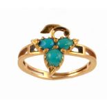 A VICTORIAN TURQUOISE 'GRAPES' RING, LATE 19TH C in gold with pierced hoop, 2.7g, size K ++Hoop
