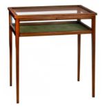 A MAHOGANY AND LINE INLAID DISPLAY TABLE, 20TH C 74cm h; 45 x 68cm ++In good condition, slightly