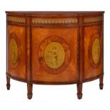 A VICTORIAN SATINWOOD COMMODE IN GEORGE III STYLE, C1900 crossbanded in rosewood and line inlaid