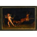 ITALIAN SCHOOL, 19TH CENTURY HUNTING AMORINI FROM POMPEIIAN FRESCOS a pair, oil on card, in black