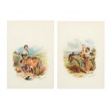 FOLLOWER OF MYLES BIRKET FOSTER THE DONKEY RIDE; FEEDING THE CALF a pair, both signed J Noels,