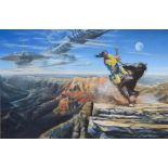 •†MARTIN ALTON (1957-) UFO OVER THE GRAND CANYON signed, gouache, 47 x 72.5cm ++In fine condition