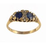 A VICTORIAN SAPPHIRE AND DIAMOND RING, 1900 in 18ct gold, Birmingham hallmark, 3.6g, size R ++In