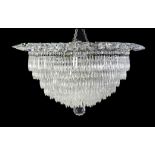 A GLASS CHANDELIER, MID 20TH C with concentric tiers of approx 550 cut glass beads and pendants