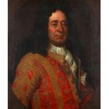 RICHARD WAITT (D 1732) PORTRAIT OF A NOBLEMAN bust length in richly embroidered scarlet coat,