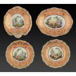 TWO H & R DANIEL DESSERT DISHES AND A PAIR OF PLATES EN SUITE, C1825 of Second Gadroon shape,