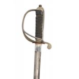 AN 1821 PATTERN ROYAL ARTILLERY OFFICER'S SWORD AND LEATHER COVERED SERVICE SCABBARD the etched