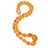 A NECKLACE OF 47 AMBER BEADS 109g ++++