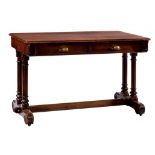 A VICTORIAN GOTHIC OAK WRITING TABLE BASED ON A DESIGN BY A W N PUGIN, C1850 fitted with a drawer,
