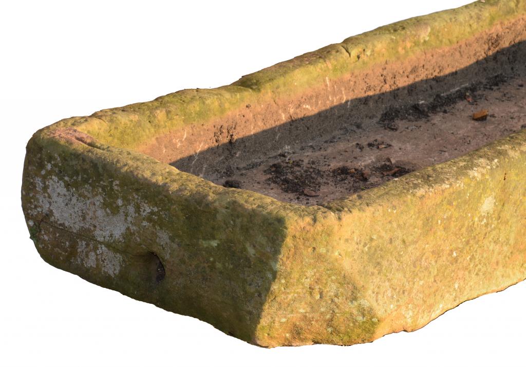 AN ENGLISH SANDSTONE TROUGH, 19TH C with drain hole at one end, 23cm h approx; 64 x 165cm ++ - Image 2 of 3