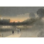 YOSHIO MARKINO (1869-1956) BUCKINGHAM PALACE AT NIGHT colour woodcut, c1911, signed by the artist in