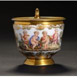 A RARE DAVENPORT CABINET CUP, C1820-25 of empire shape, finely painted with a panel of four children