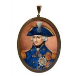 A PORTRAIT MINIATURE OF NELSON AFTER LEMUEL FRANCIS ABBOTT (1760-1803), C1920 ivory, signed Dobs,