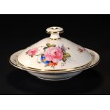 A DERBY, KING STREET, MUFFIN DISH AND COVER, EARLY 20TH C painted by W E Mosely, signed, with