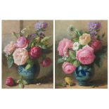 CHARLES HENRY SLATER (C1820-C1890) STILL LIFES WITH ROSES AND OTHER FLOWERS a pair, both signed,