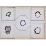 MILLINERY. FIFTEEN ORIGINAL DESIGNS FOR HATS BY FELIX AUGUSTE (FL 1850-70) pen and ink, several