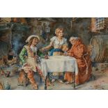 ETTORE ASCENZI (FL LATE 19TH-EARLY 20TH CENTURY) THE CARD PLAYERS signed and inscribed Roma,