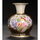 A MINTONS VASE, C1812-16 painted with a group of flowers in gilt snail shell reserve, the cobalt