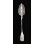 A VICTORIAN SILVER STRAINING SPOON Fiddle pattern, by Richard Britton, London 1838, 4ozs ++In good