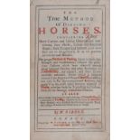 GIBSON (W) THE TRUE METHOD OF DIETING HORSES..., 1721 8vo, first edition, half title, title in red