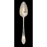 AN IRISH PROVINCIAL SILVER TABLESPOON, CORK, C1800 pointed Old English pattern, maker's mark