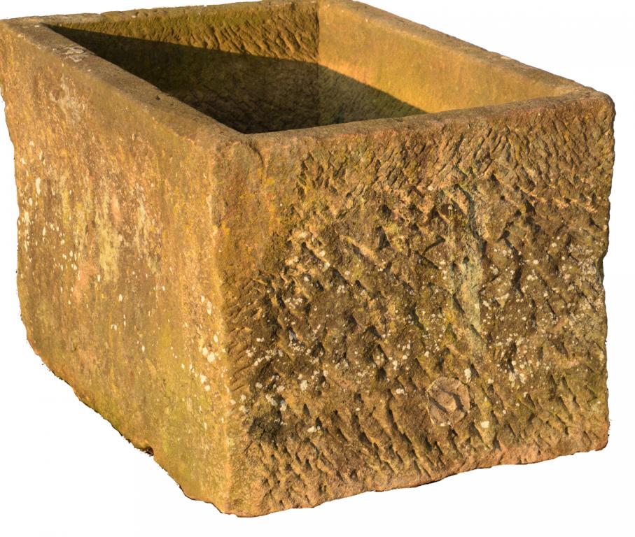 AN ENGLISH DRESSED SANDSTONE TROUGH, 19TH C 65cm h; 70 x 105cm ++Removed from the same garden as the - Image 2 of 3