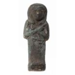 AN EGYPTIAN FAIENCE SHABTI, 21ST DYNASTY 10.5cm h Provenance: An English private collection since