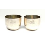 SHREWSBURY. A PAIR OF GEORGE III SILVER TUMBLER CUPS 5cm h, by Richard Evans of Shrewsbury, his mark