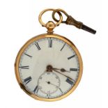 AN ENGLISH 18CT GOLD LEVER WATCH No 95577, milled band, the back engine turned, case maker AW