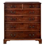 A GEORGE III MAHOGANY CHEST OF DRAWERS, C1780 fitted with 'plum pudding' mahogany drawers, the