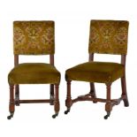 A PAIR OF VICTORIAN GOTHIC OAK 'HOUSE OF COMMONS' SIDE CHAIRS DESIGNED BY A W N PUGIN AND MADE BY