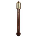 A VICTORIAN MAHOGANY EXPOSED TUBE CISTERN BAROMETER W HARRIS & CO 50 HOLBN LONDON & AT HAMBURG,