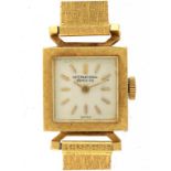 AN INTERNATIONAL WATCH COMPANY 18CT GOLD LADY'S WRISTWATCH 1.6 x 1.6cm, maker's textured bracelet