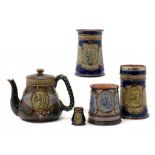 A GROUP OF DOULTON BATTLE OF TRAFALGAR COMMEMORATIVE WARE, C1905 including a silver mounted vase,