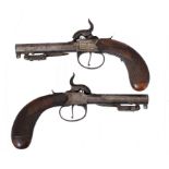 A PAIR OF 60 BORE PERCUSSION POCKET PISTOLS, J & W RICHARDS, LONDON with rifled barrel, folding