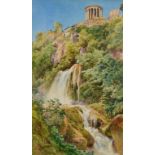 LOUIS ERNEST LESSIEUX (1848-1925) THE FALLS OF TIVOLI signed, watercolour, 46 x 27cm ++In fine