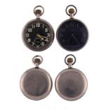 ROYAL FLYING CORPS. TWO WORLD WAR ONE NICKEL PLATED KEYLESS LEVER WATCHES thirty hour non luminous