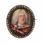 CHRISTIAN FRIEDRICH ZINCKE (1683/4-1767) A NOBLEMAN enamel, in rose diamond frame with later gold