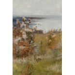 WILLIAM GILBERT FOSTER, RBA (1855-1906) WILD FLOWERS ON THE CLIFF TOP signed and dated 1887, oil