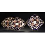 ONE AND A PAIR OF ROYAL CROWN DERBY OLD DERBY WITCHES PATTERN DESSERT DISHES, 1917, 1920 & 1927 on