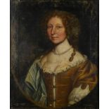 FOLLOWER OF SIR GODFREY KNELLER PORTRAIT OF A LADY bust length in a yellow satin dress and blue