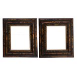 A PAIR OF EBONISED WOOD AND TURTLE SHELL PICTURE FRAMES, EARLY 19TH C aperture (excluding recent