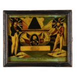 A REGENCY NELSON COMMEMORATIVE REVERSE GLASS PICTURE OF ADMIRAL LORD NELSON WHO GLORIOUSLY FELL