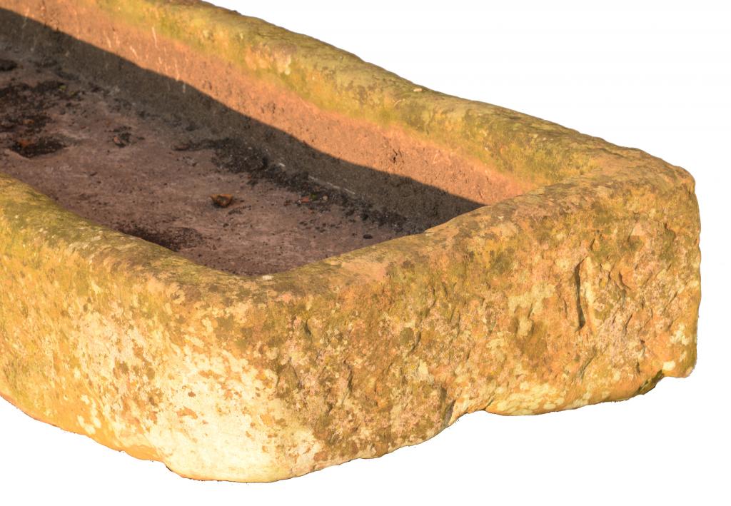 AN ENGLISH SANDSTONE TROUGH, 19TH C with drain hole at one end, 23cm h approx; 64 x 165cm ++ - Image 3 of 3