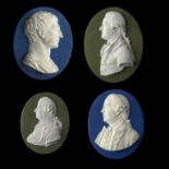 FOUR WEDGWOOD JASPER PORTRAIT MEDALLIONS, 18TH CENTURY comprising George Washington copied from a