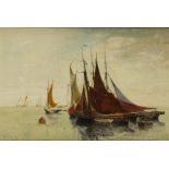 CLARA FREDERICA MONTALBA, RWS (1840-1929) FISHING BOATS AT DAWN signed and dated '83, oil on canvas,