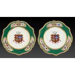 A PAIR OF CHAMBERLAIN WORCESTER ARMORIAL PLATES, C1825 painted with the arms of Attwood, the