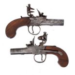 TWO SIMILAR 40 BORE FLINTLOCK POCKET PISTOLS, ALEXR THOMSON, EDINBURGH OR NOCK [LONDON], C1790