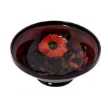 A MOORCROFT FLAMBÉ ANEMONE BOWL, C1945-52 16cm diam, impressed marks, painted initials ++In fine